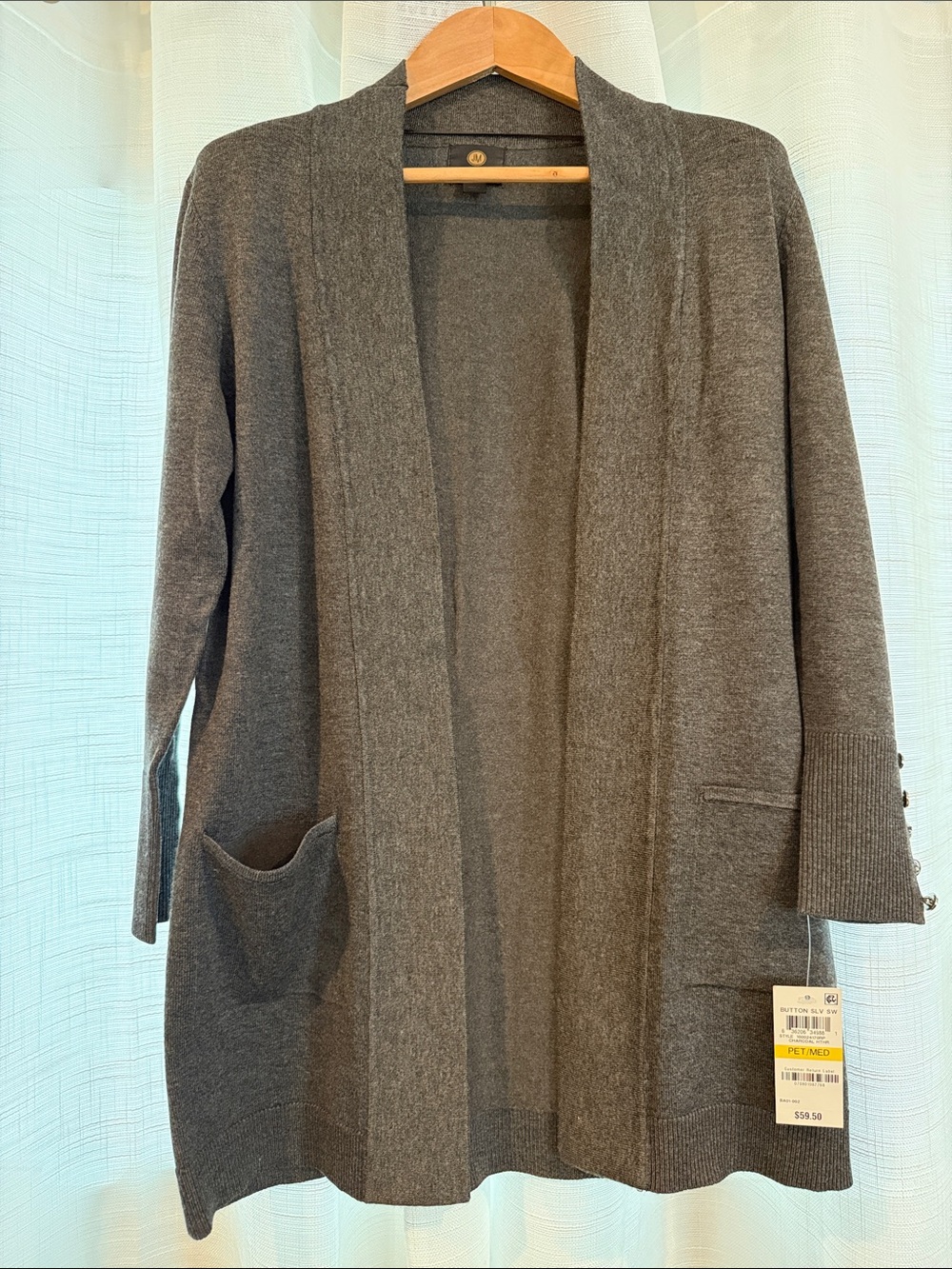 Open-Front Gray Cardigan Jacket - PM